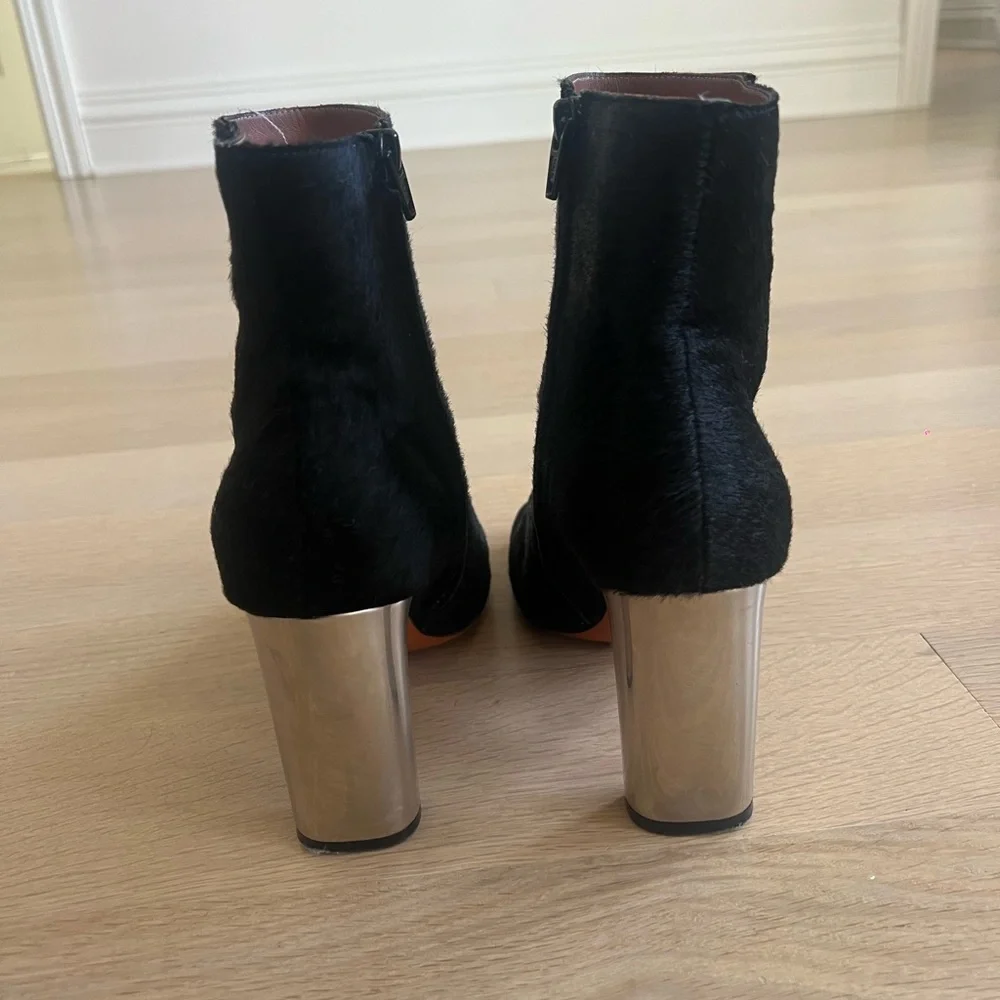 CELINE Cowhide Black Ankle Boot with silver heel 37 - Picture 5 of 9
